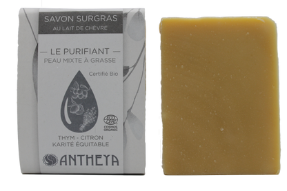 Antheya -- Savon lait de chèvre - purifiant adolescents (bande papier) - 100 g