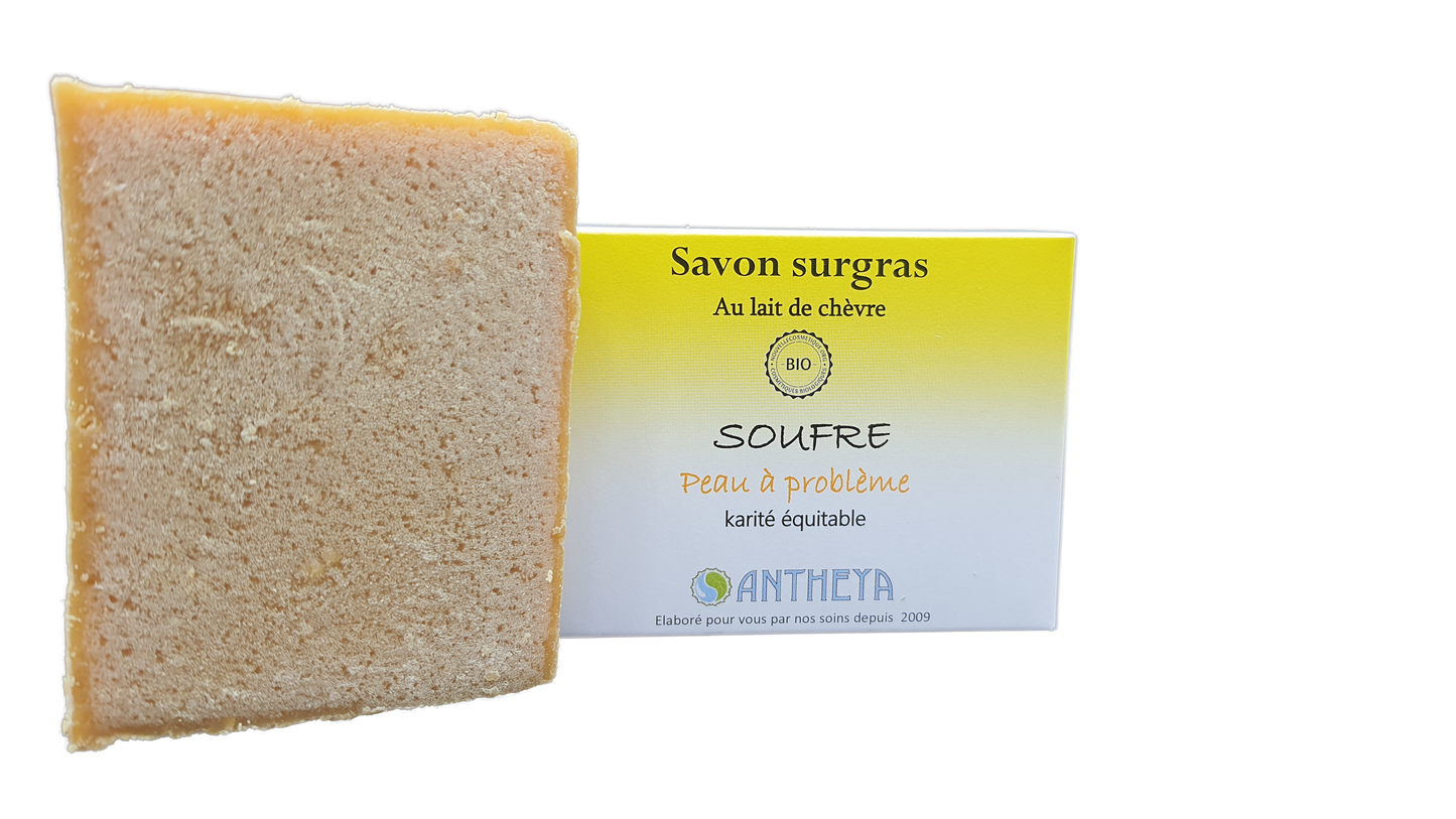 Antheya -- Savon lait de chèvre/soufre - purifiant exceptionnel (boîte) - 100 g