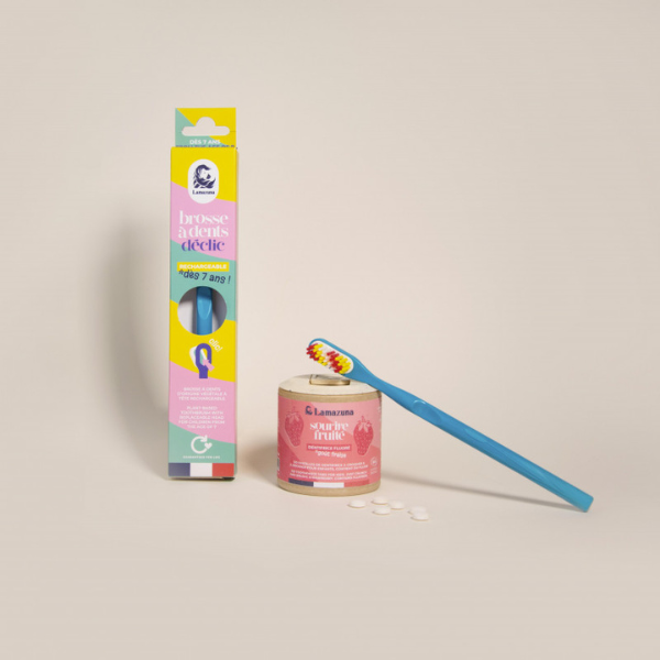 Lamazuna -- Dentifrice à croquer enfant - sourire fruité - fraise avec fluor - 120 pastilles